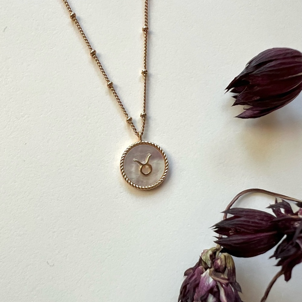 Local Eclectic | Zodiac Mother of Pearl Coin Necklace - Taurus